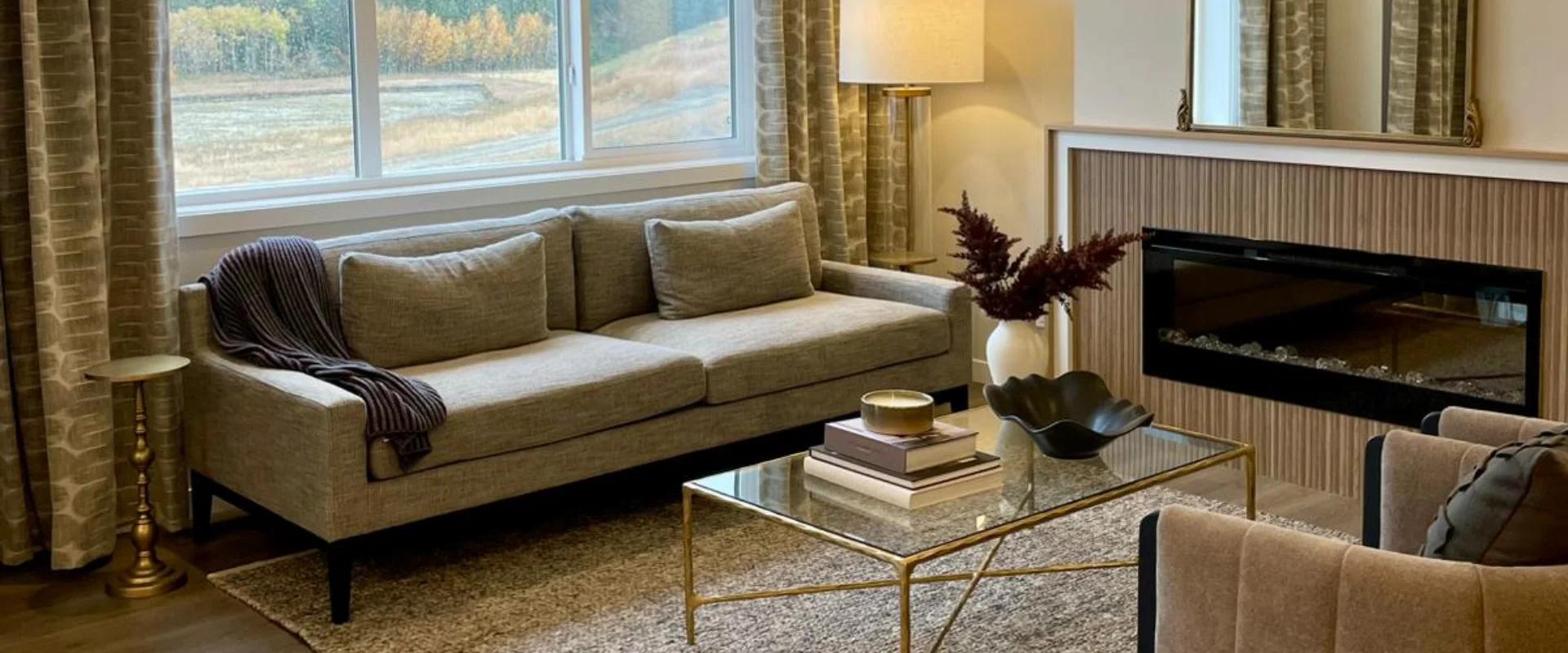 Modern bright kitchen with white quartz countertops and professional staging